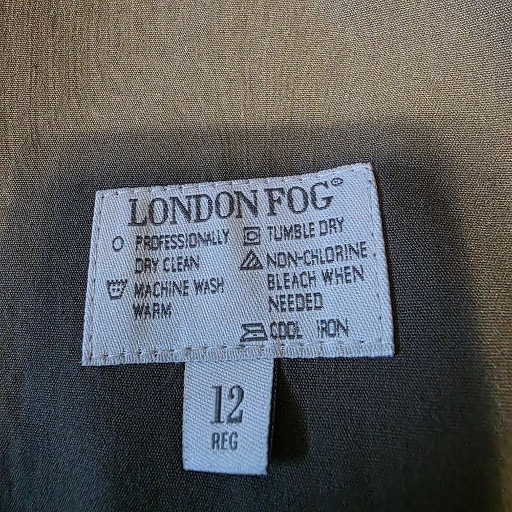 London Fog Classic Double Breasted Trench Coat Women's Size 12 Reg Olive Belted - Picture 7 of 13